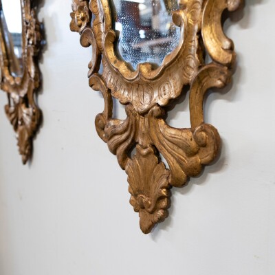 Pair of Antique Italian Giltwood Ornate Mirrors
