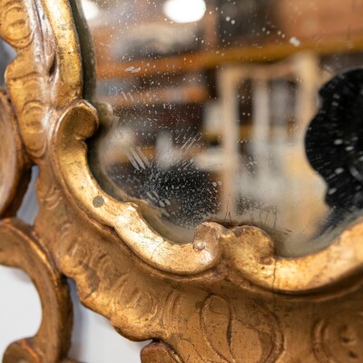 Pair of Antique Italian Giltwood Ornate Mirrors