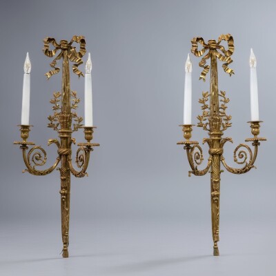 Pair of Antique Gilt Ormolu Wall Sconces | 19th Century Wall Lights