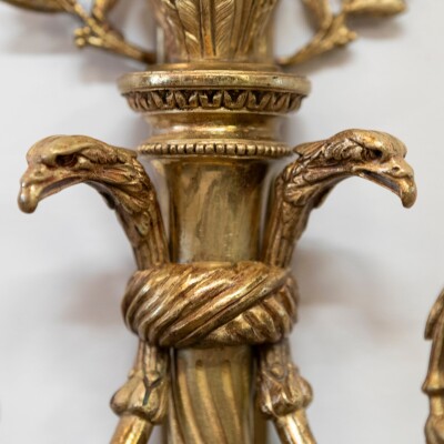 Pair of Antique Gilt Ormolu Wall Sconces | 19th Century Wall Lights