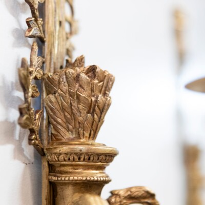 Pair of Antique Gilt Ormolu Wall Sconces | 19th Century Wall Lights