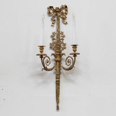 Pair of Antique Gilt Ormolu Wall Sconces | 19th Century Wall Lights