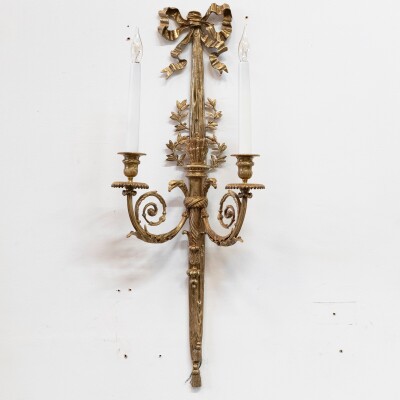Pair of Antique Gilt Ormolu Wall Sconces | 19th Century Wall Lights