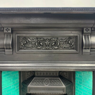 Antique Victorian Cast Iron Tiled Combination Fireplace