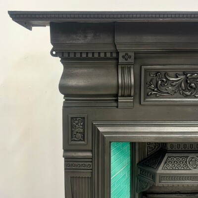 Antique Victorian Cast Iron Tiled Combination Fireplace