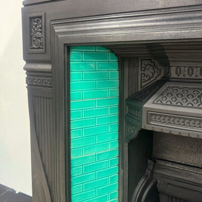 Antique Victorian Cast Iron Tiled Combination Fireplace
