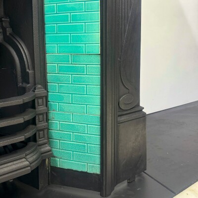 Antique Victorian Cast Iron Tiled Combination Fireplace