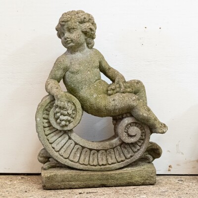 Reclaimed Pair of Carved Cherub Statues | Garden Putti