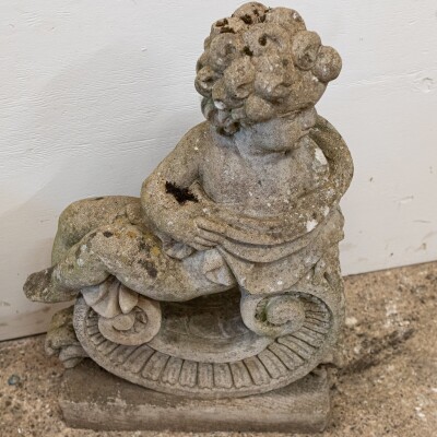 Reclaimed Pair of Carved Cherub Statues | Garden Putti