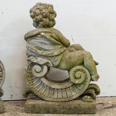 Reclaimed Pair of Carved Cherub Statues | Garden Putti