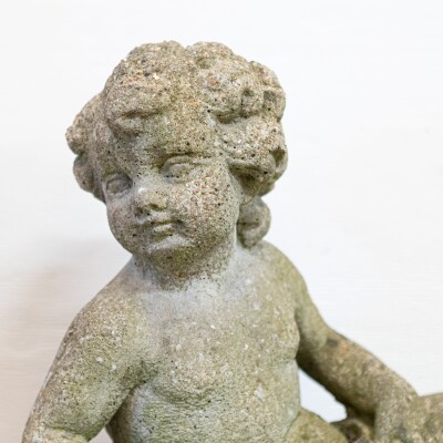 Reclaimed Pair of Carved Cherub Statues | Garden Putti