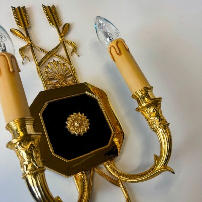 Set of 4 21st Century Gilded Brass Gilt Wall Lights