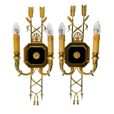Set of 4 21st Century Gilded Brass Gilt Wall Lights