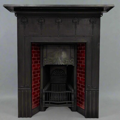 Antique Tiled Cast Iron Combination Fireplace