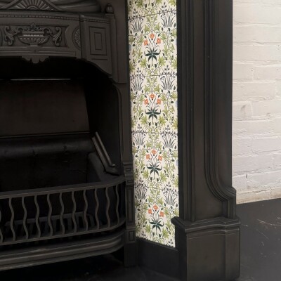 Antique Victorian Tiled Cast Iron Combination Fireplace