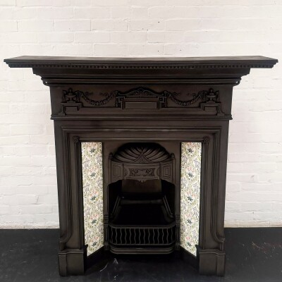 Antique Victorian Tiled Cast Iron Combination Fireplace