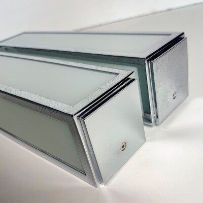 Pair of Reclaimed Art Deco Style Chrome Vanity Lights | 36cm x 8cm