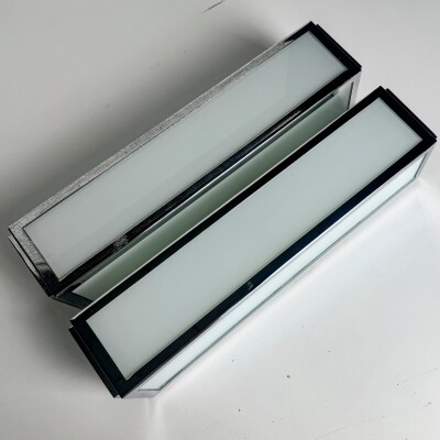 Pair of Reclaimed Art Deco Style Chrome Vanity Lights | 36cm x 8cm