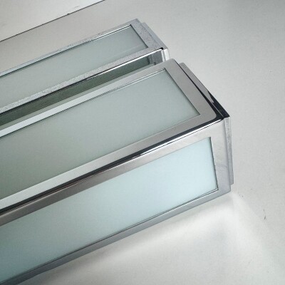 Pair of Reclaimed Art Deco Style Chrome Vanity Lights | 36cm x 8cm