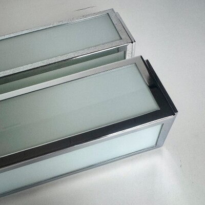 Pair of Reclaimed Art Deco Style Chrome Vanity Lights | 36cm x 8cm