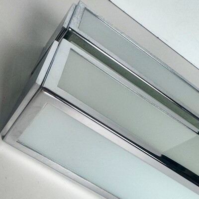 Pair of Reclaimed Art Deco Style Chrome Vanity Lights | 36cm x 8cm