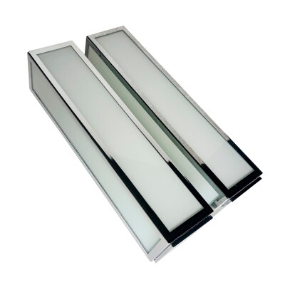 Pair of Reclaimed Art Deco Style Chrome Vanity Lights | 36cm x 8cm