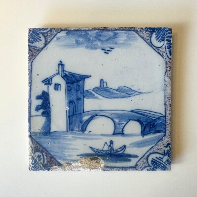 Antique 18th Century Dutch Delft Tiles | 2 Remaining