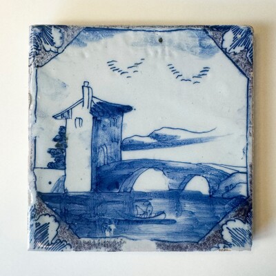 Antique 18th Century Dutch Delft Tiles | 2 Remaining