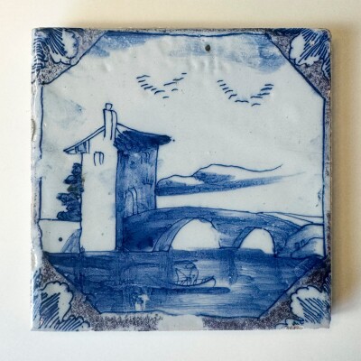 Antique 18th Century Dutch Delft Tiles | 2 Remaining