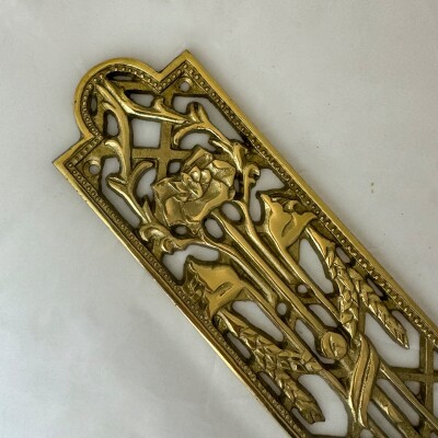 Reclaimed Brass Primrose Finger Plates - 14 Pairs Available