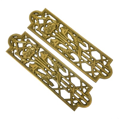 Reclaimed Brass Primrose Finger Plates - 14 Pairs Available