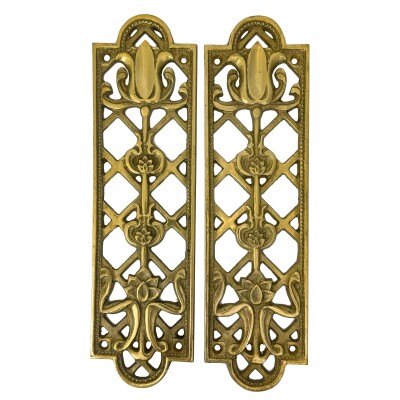 Reclaimed Brass Tulip Finger Plates - 10 Pairs Available