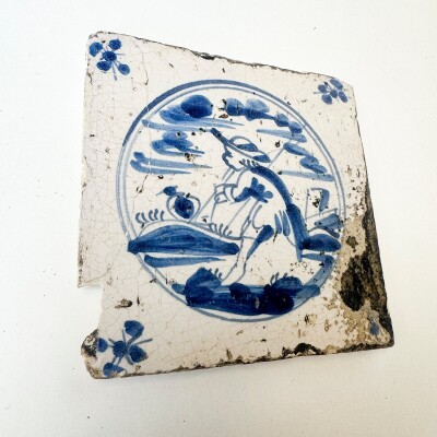 Single Antique Dutch Delft Tile