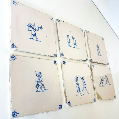 Set of 6 Antique 18th Century Dutch Delft Tiles