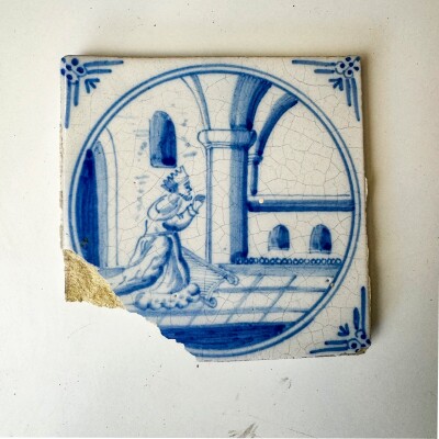 Set of 3 Antique 18th Century Dutch Delft Tiles