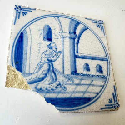 Set of 3 Antique 18th Century Dutch Delft Tiles
