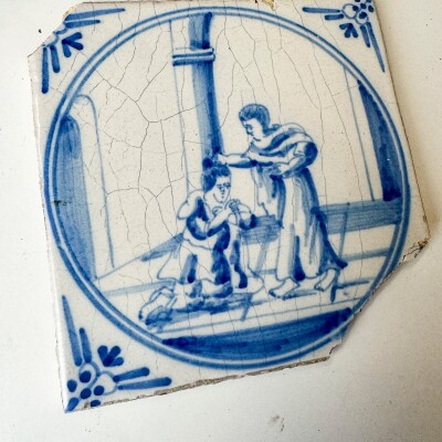 Set of 3 Antique 18th Century Dutch Delft Tiles
