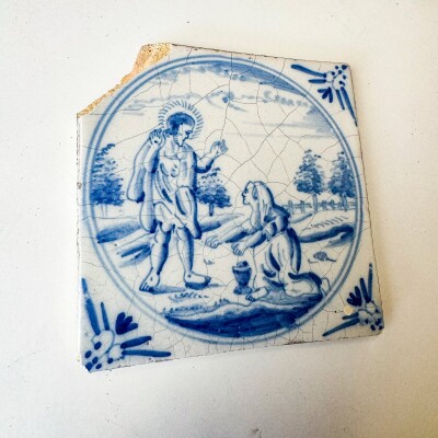 Set of 3 Antique 18th Century Dutch Delft Tiles