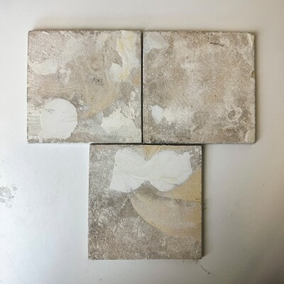 Set of 3 Antique Manganese Dutch Delft Tiles