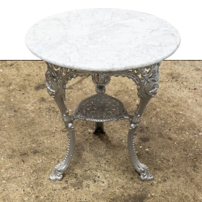 Antique Cast Iron Round Table with Marble Top | The Viking
