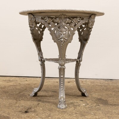 Antique Cast Iron Round Table with Marble Top | The Viking