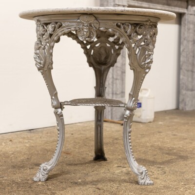 Antique Cast Iron Round Table with Marble Top | The Viking
