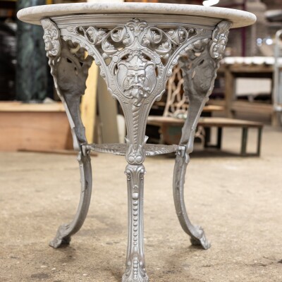Antique Cast Iron Round Table with Marble Top | The Viking