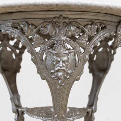 Antique Cast Iron Round Table with Marble Top | The Viking