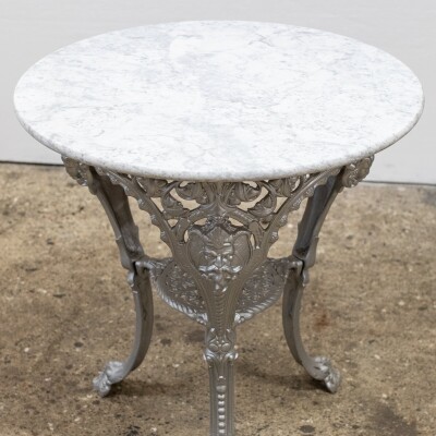 Antique Cast Iron Round Table with Marble Top | The Viking
