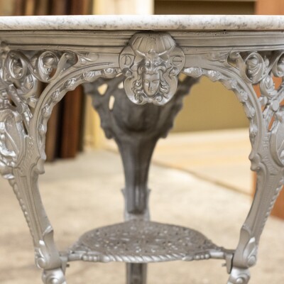 Antique Cast Iron Round Table with Marble Top | The Viking