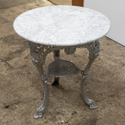 Antique Cast Iron Round Table with Marble Top | The Viking