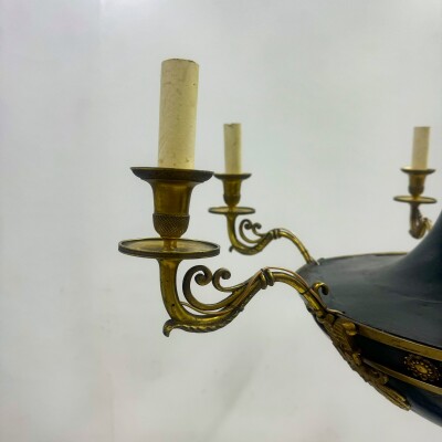 Antique French Empire Chandelier with Brass Accents | 6 Arms