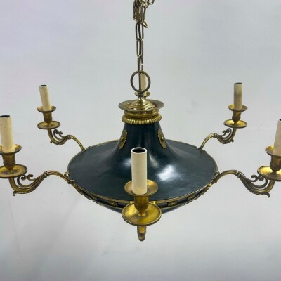 Antique French Empire Chandelier with Brass Accents | 6 Arms