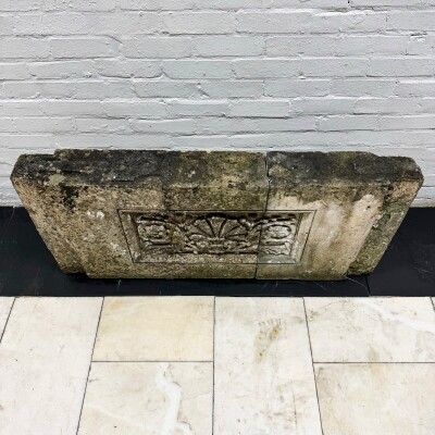 Antique Coade Stone Central Leaf Plaque
